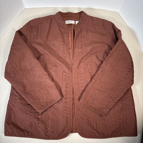 Burnt Orange Embroidered Lined Open Front Jacket Size 18W by Alfred Dunner - Picture 3 of 12